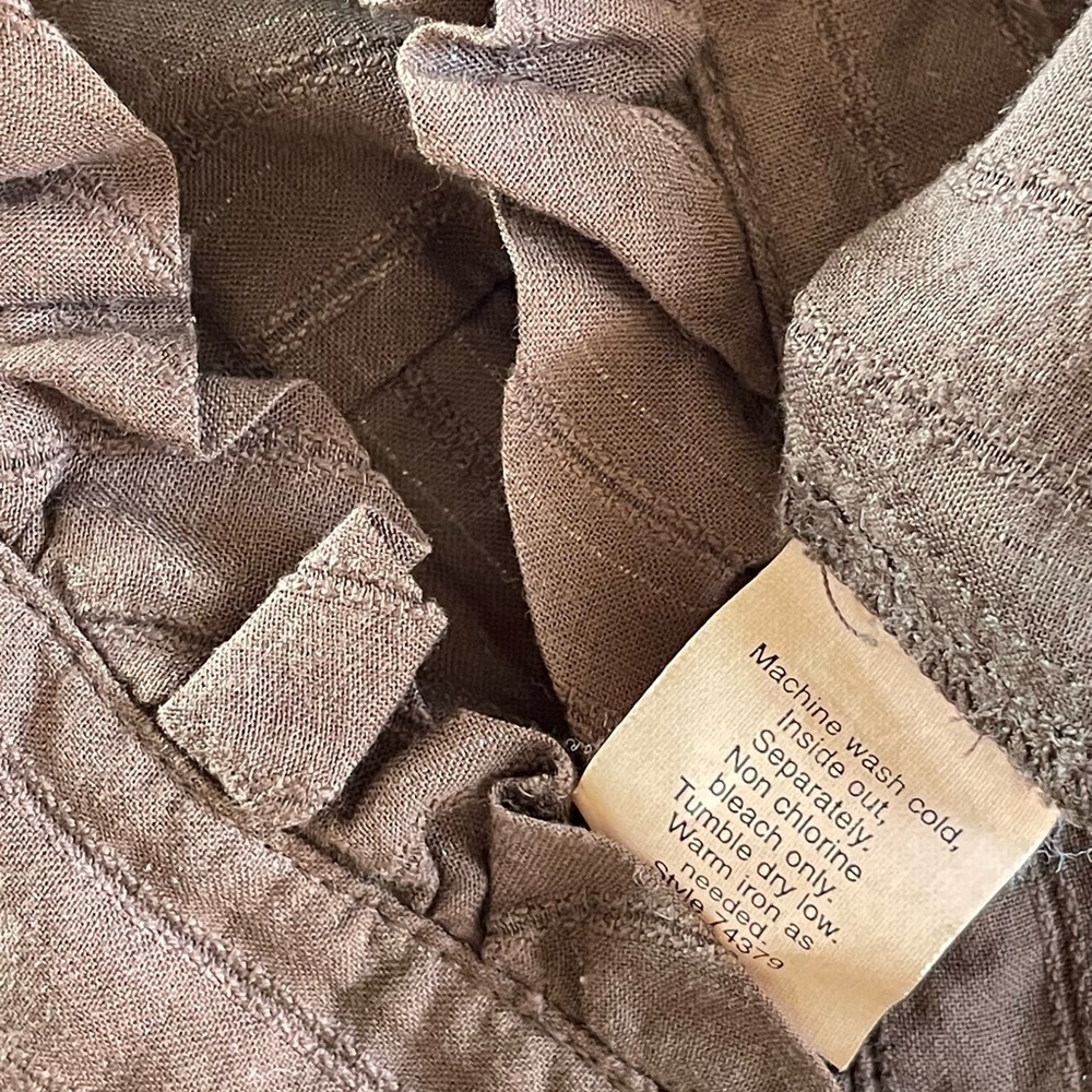 J. Crew Brown Ruffle Silver Thread Button Down Bl… - image 6